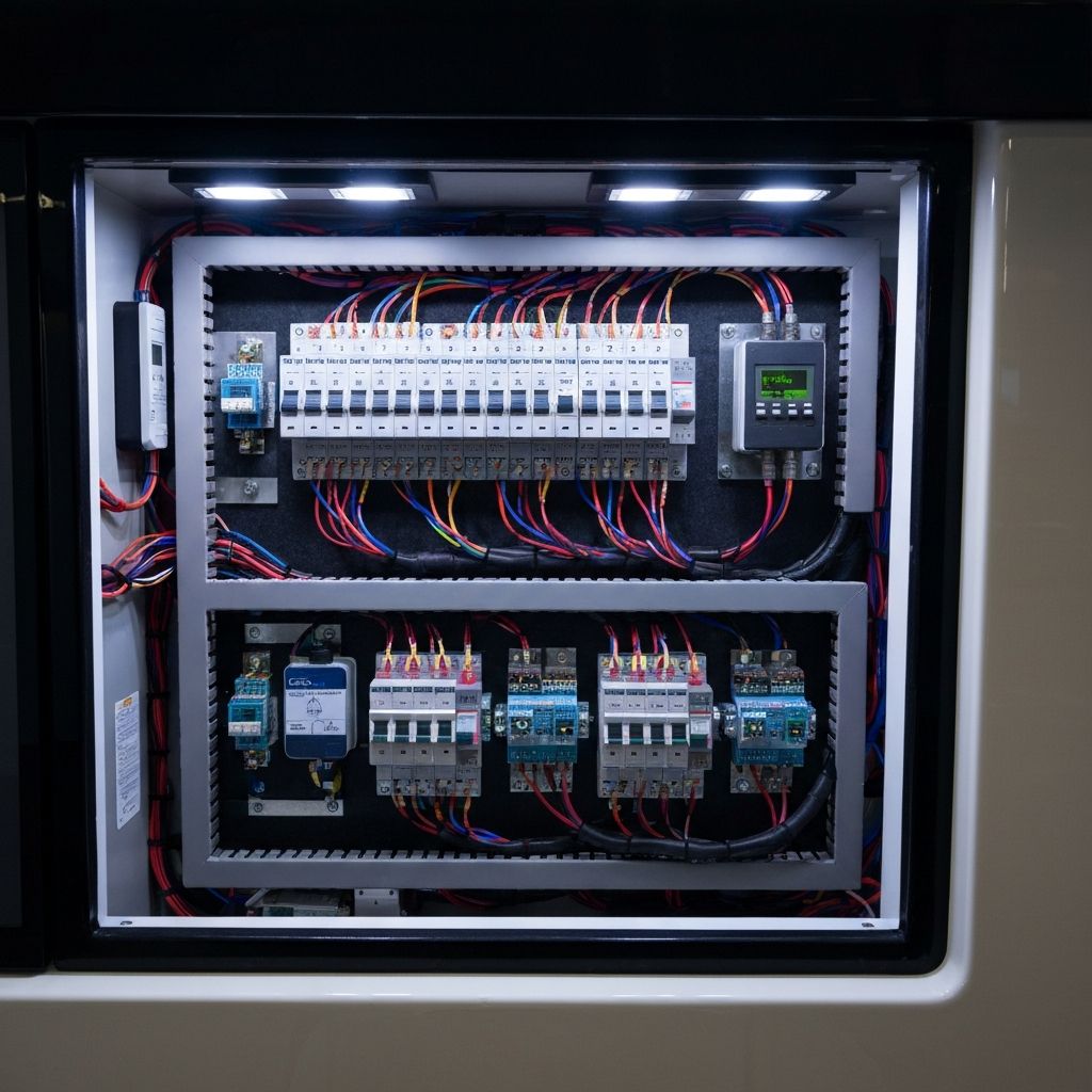 Marine electrical panel and boat battery repair work by Autonautics in Kos